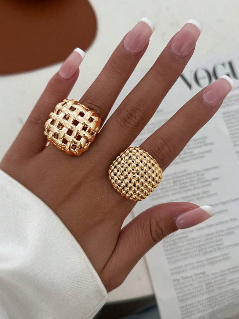 Luxe Sculptural Woven Gold Ring Set